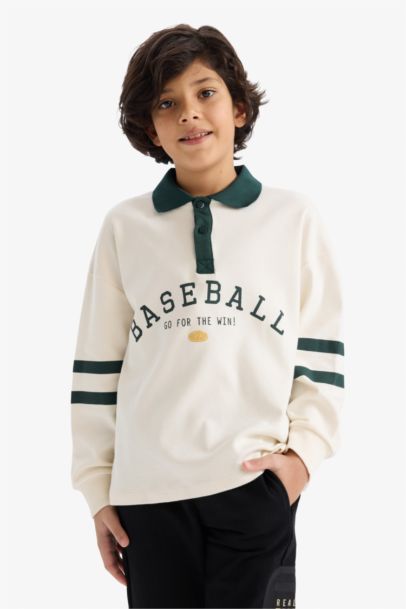 Boy Oversize Fit Long Sleeve Polo T-Shirt