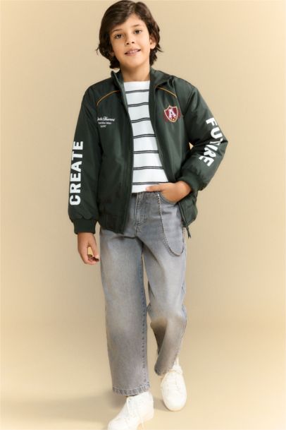 Boy Zippered Taffeta Jacket