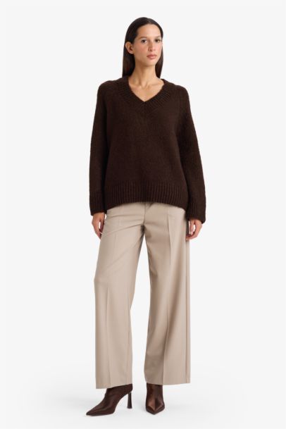 Pull oversize en maille à col V