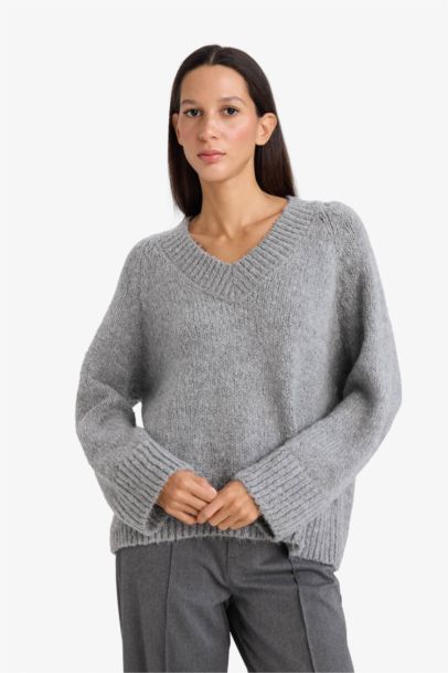 Pull oversize en maille à col V