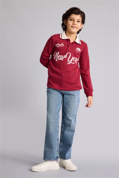 Boy Regular Fit Printed Long Sleeve Polo T-Shirt