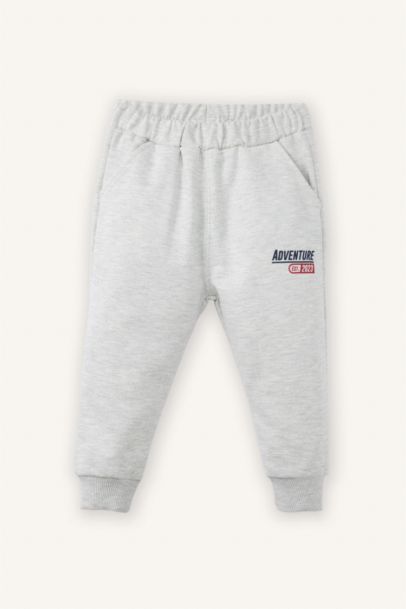 Slogan Baskılı Sweatshirt Kumaşı 2'li Takım Erkek Bebek