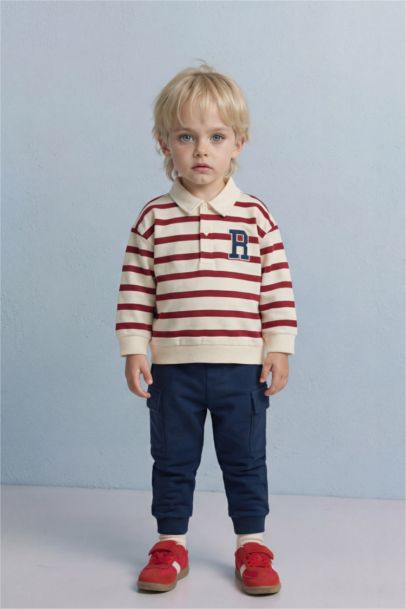 2'li Takım Çizgili Sweatshirt Pantolon Erkek Bebek