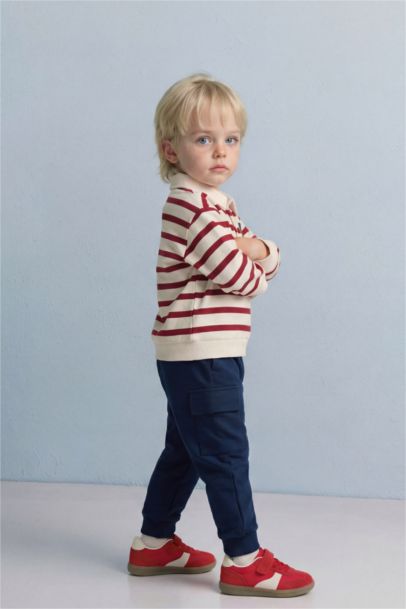 2'li Takım Çizgili Sweatshirt Pantolon Erkek Bebek