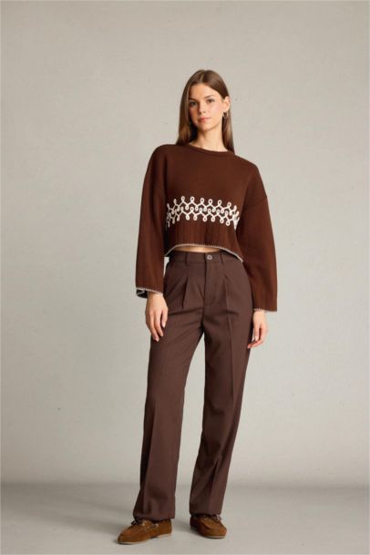 Crop Top Crew Neck Pullover