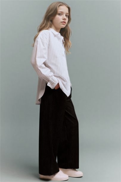 بنطلون بناتي وايد ليج برجل واسع