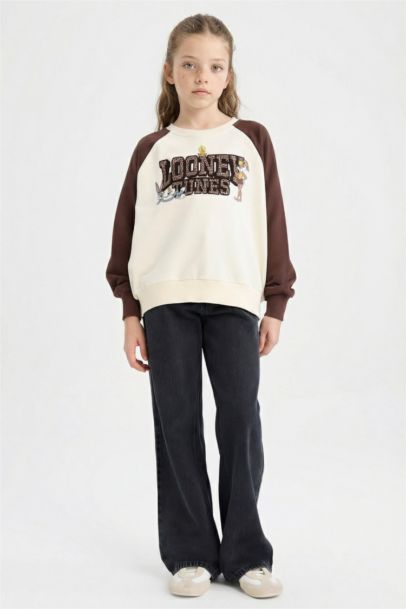 سويت شيرت بناتي اوفر سايز بياخة مستديرة من لوني تونز