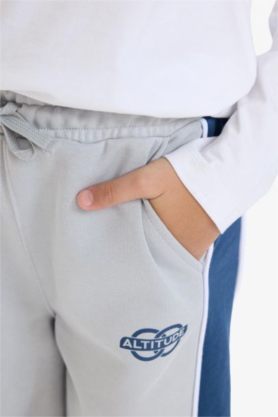 Wıde Leg Beli Lastikli Baskılı Eşofman Altı Erkek Çocuk