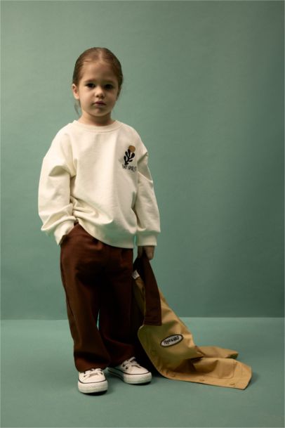 Slogan Baskılı Sweatshirt Kumaşı 2'li Takım Erkek Bebek