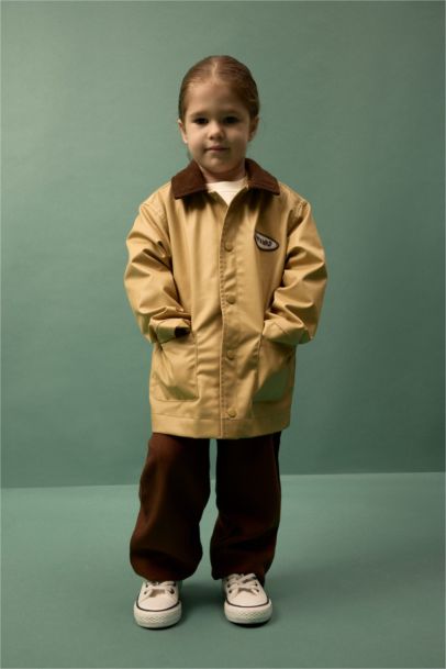 Kontrast Kadife Yaka Mont Erkek Bebek