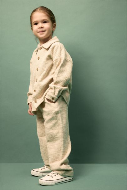2'li Takım Dokulu Kumaş Gömlek Pantolon Erkek Bebek