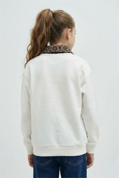 Overshirt Fit Baskılı İçi Yumuşak Tüylü Sweatshirt Kız Çocuk