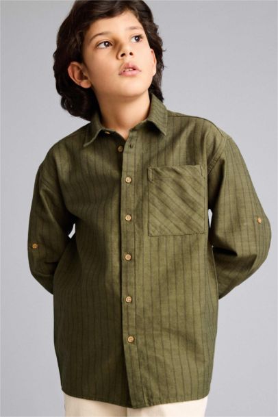 Oversize Fit Striped Long Sleeve Shirt