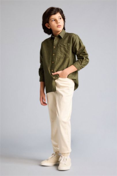 Oversize Fit Striped Long Sleeve Shirt