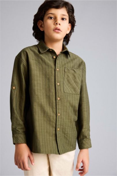 Oversize Fit Striped Long Sleeve Shirt