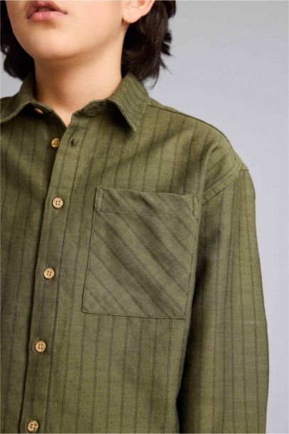 Oversize Fit Striped Long Sleeve Shirt