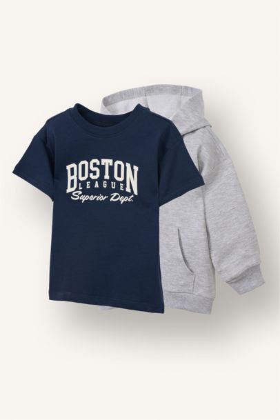 Baby Boy Regular Fit Hooded 2 Piece Sweatshirts