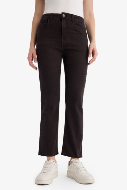 Jean longueur cheville taille haute Coupe évasée