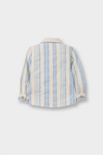 Regular Fit Linen Blended Striped Long Sleeve Shirt