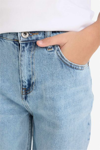 Loose Fit Yırtık Detaylı Düz Paça Jean Pantolon Erkek Çocuk