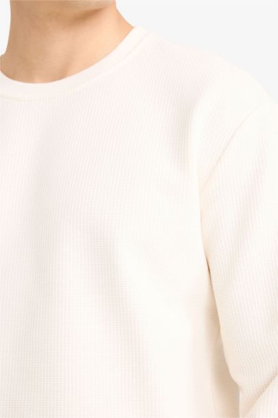 Crew Neck Waffle Sweatshirt