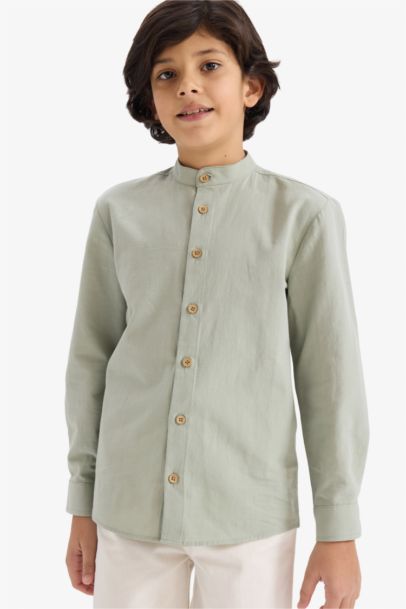 Chemise manches longues à col montant pour garçon