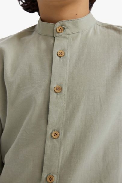 Chemise manches longues à col montant pour garçon