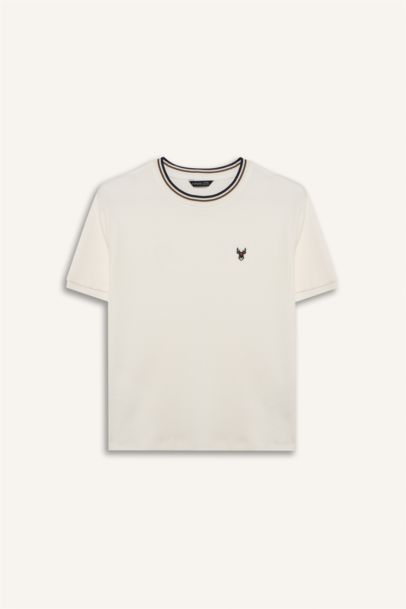 تيشيرت نص ردن فلورال قصة عادية بياخة مستديرة