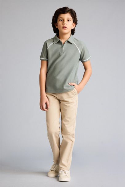 Boy egular Fit Straight Leg Gabardine Trousers