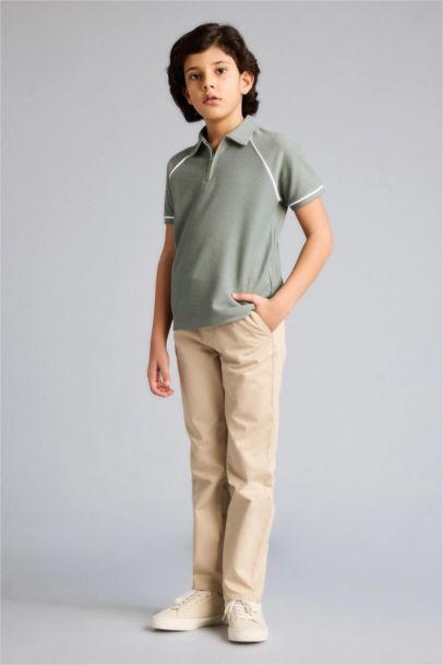 Boy egular Fit Straight Leg Gabardine Trousers