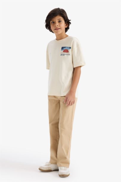 Boy Regular Fit Straight Leg Linen Blend Trousers