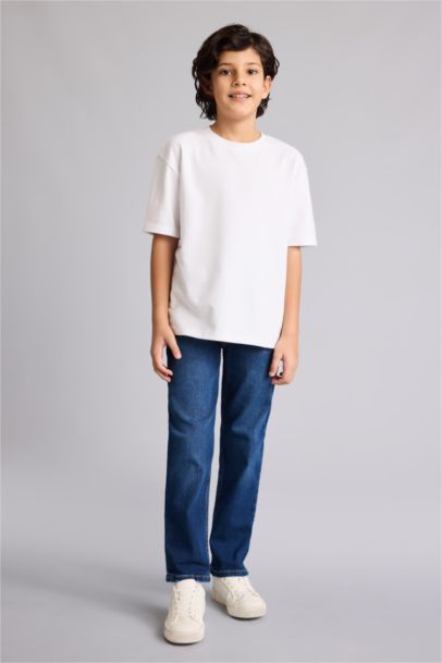 Straıght Fıt Yırtık Detaylı Düz Paça Jean Pantolon Erkek Çocuk