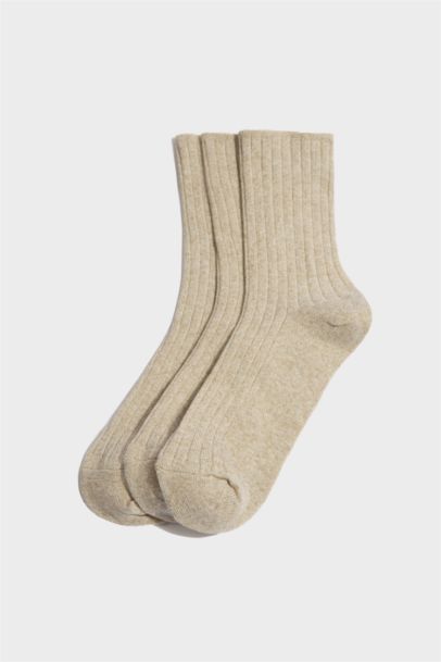Kadın 3'lü Pamuk Akrilik Uzun Çorap
