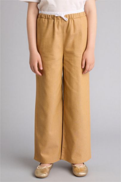 Wide Leg Denim Look Trousers