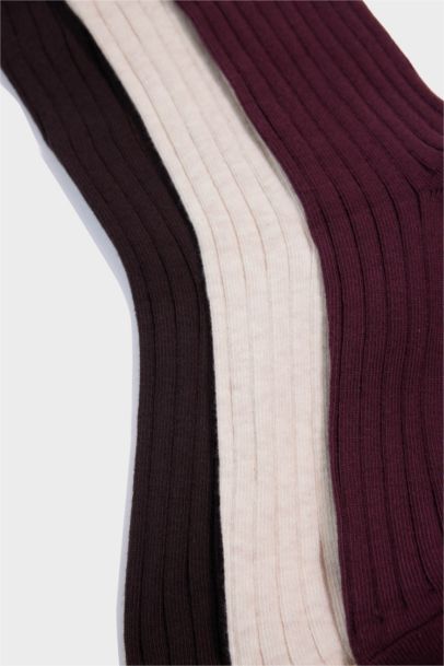 Kadın 3'lü Pamuklu Uzun Çorap