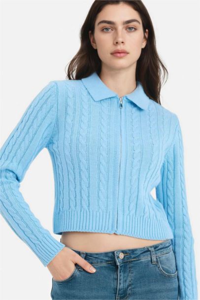 Slim Fit Polo Collar Cardigan