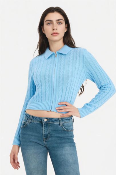 Slim Fit Polo Collar Cardigan