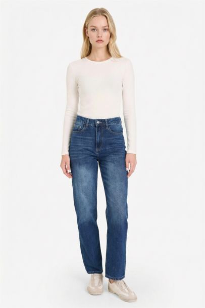 Mom Fit High Waist Ankle Length Jeans