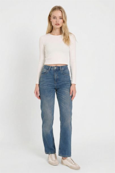 Mom Fit High Waist Ankle Length Jeans