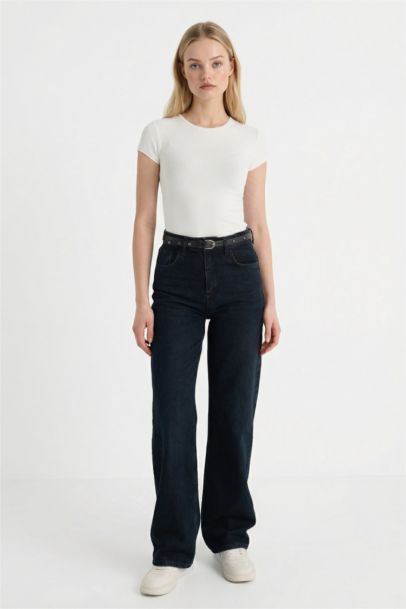 90's Wide Leg High Waist Long Jeans
