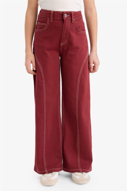 Girl Wide Leg Gabardine Trousers