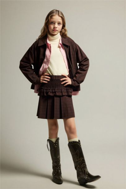 Kadife Fermuarlı Ceket Kız Çocuk