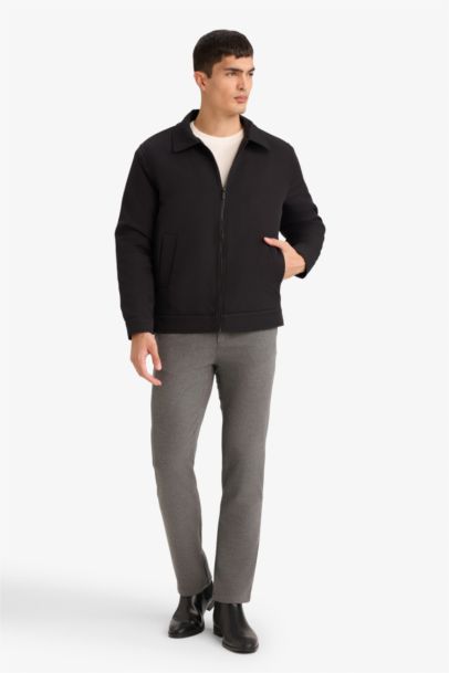 Regular Fit Shirt Collar Lined Jacket