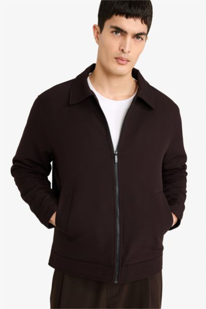 Veste à col polo doublée à fermeture zip Coupe régulière