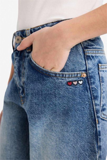 Barrel Fit Geniş Paça Jean Pantolon Kız Çocuk