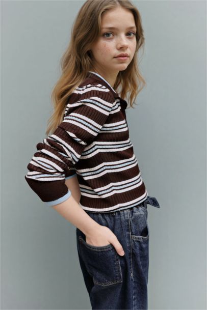 Girl Regular Fit Polo Collar Pullover