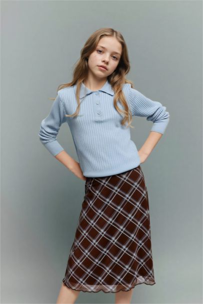 Polo Yaka Kazak Kız Çocuk