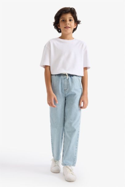 بنطلون جينز اولادي برجل عادية وجيب