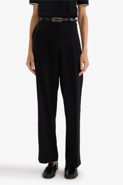 Straight Fit Regular Waist Straight Leg Trousers