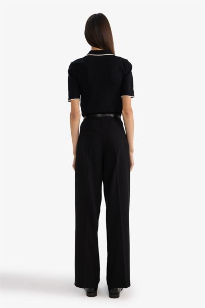 Straight Fit Regular Waist Straight Leg Trousers